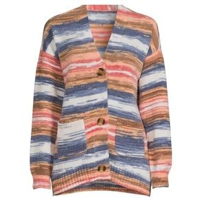 99 Jane Street Striped V Neck Cardigan